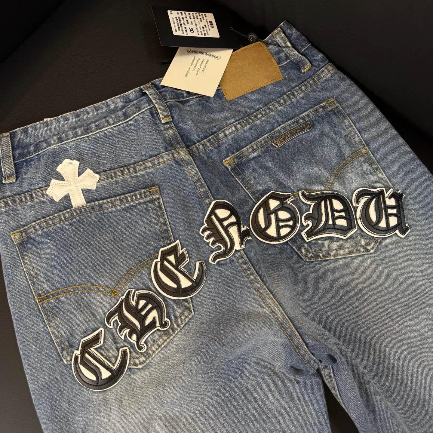 P280 Style number: D411 Chrome Hearts New York limited Sanskrit cross jeans Size# 28 30 32 34